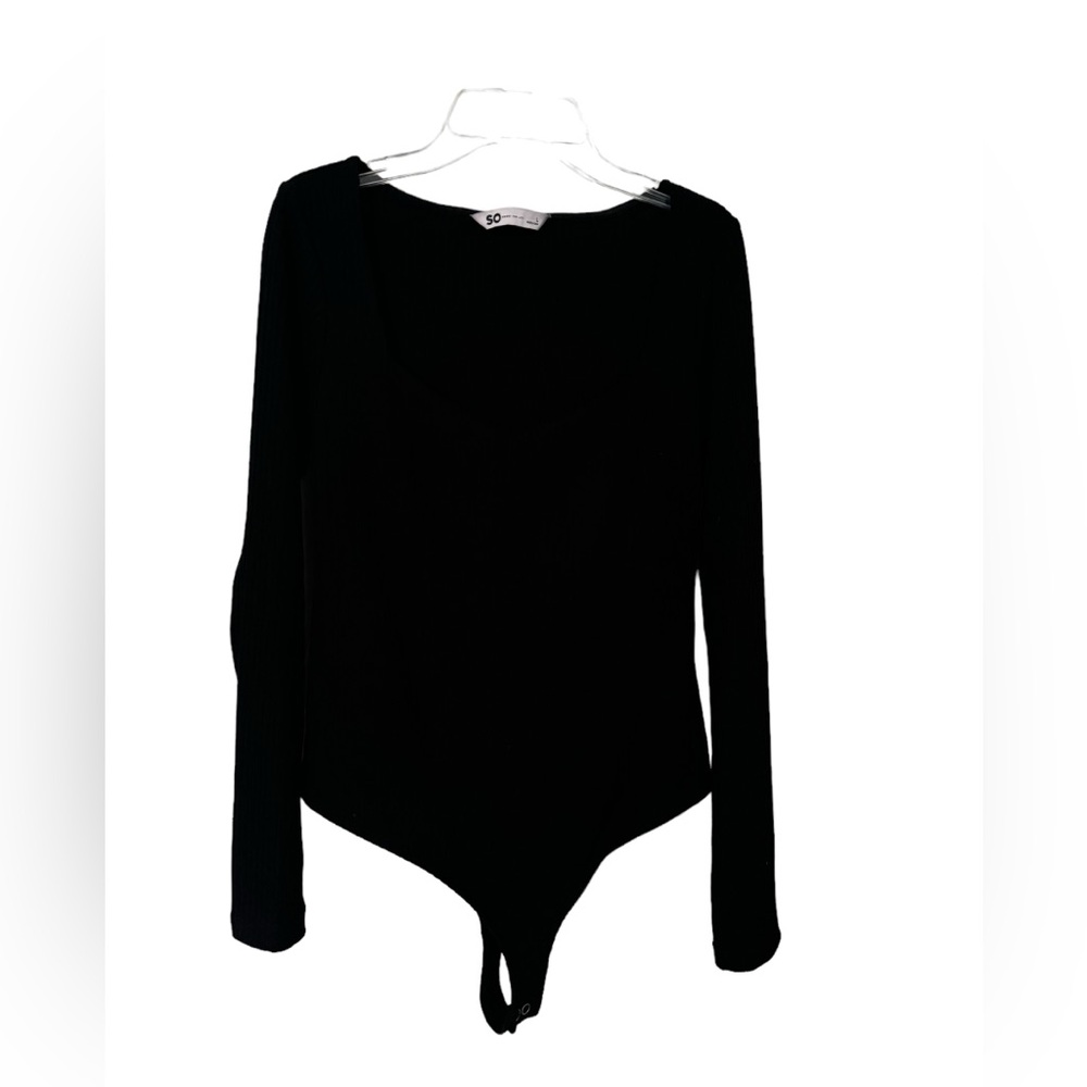 SO Black Ribbed Bodysuit Large